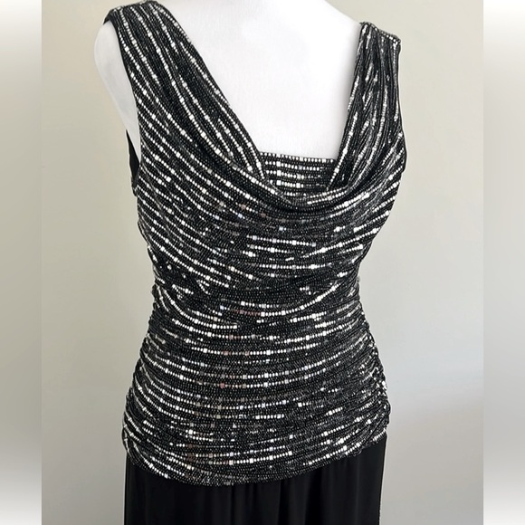 R & M Richards Ruched Sequin Sleeveless Petite Dress - Picture 2 of 7